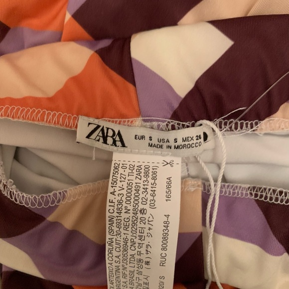 NWT Zara Biker Shorts Athletic Purple Orange Tan Geometric Print Size S - Picture 6 of 6